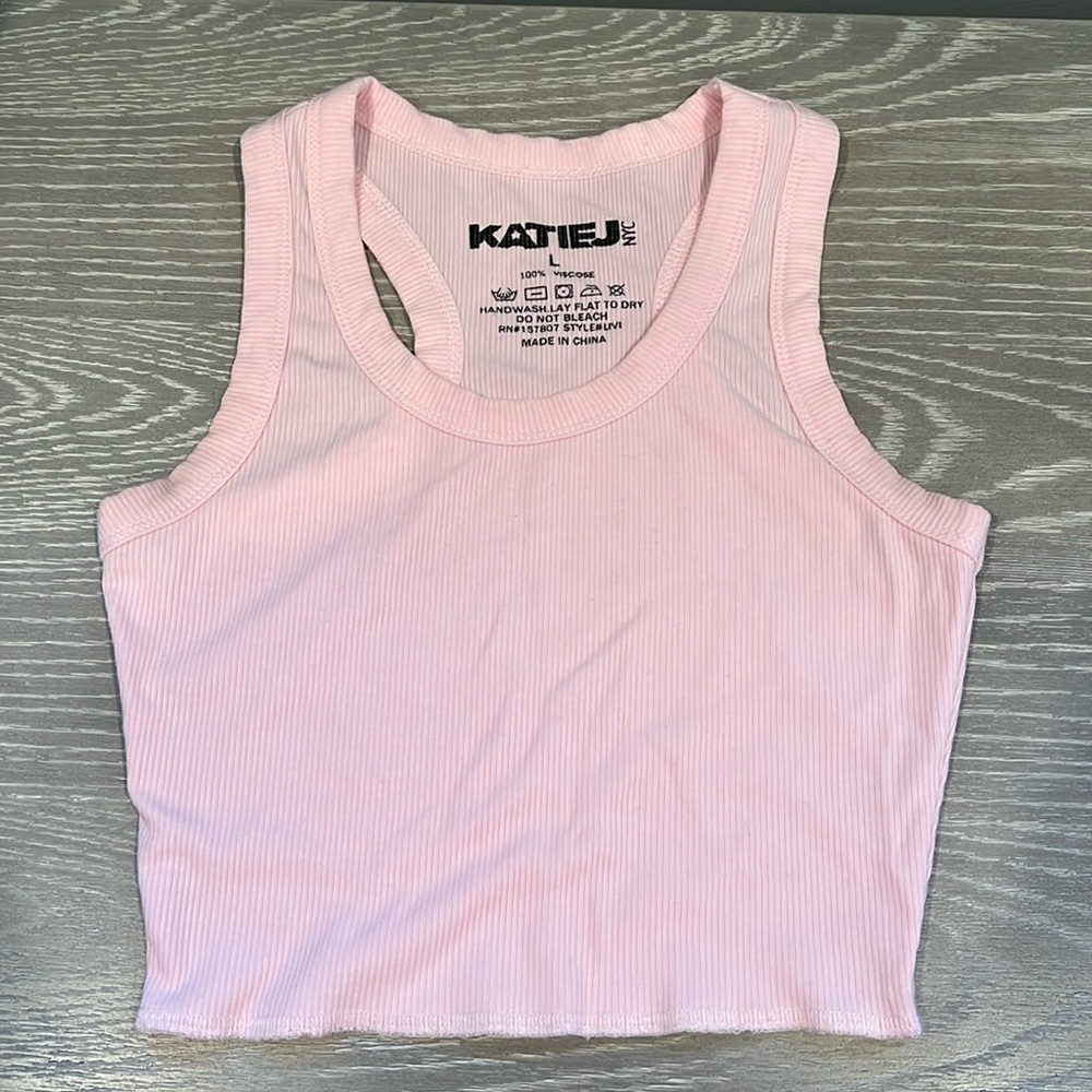 Katie J NYC Girls cropped tank. Light pink. Like new! Size L.
